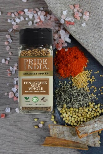 Natural Fenugreek Seed Whole, 1.7 oz (48 gm) Dual Sifting Jar Perspective: back