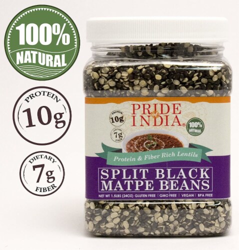 Pride Of India - Indian Split Black Gram Matpe Beans - Protein & Fiber Rich Urad Dal - 24 oz Perspective: back