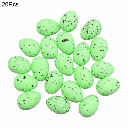 DIY Craft 20pcs Foam Easter Eggs - 2x3cm/0.8x1.2 Inch Painted Pigeon Bird Eggs - Happy Easter Perspective: back