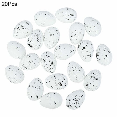 DIY Craft 20pcs Foam Easter Eggs - 2x3cm/0.8x1.2 Inch Painted Pigeon Bird Eggs - Happy Easter Perspective: back