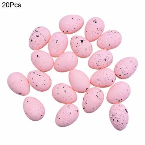 DIY Craft 20pcs Foam Easter Eggs - 3x4cm/1.2x1.6 Inch Painted Pigeon Bird Eggs - Happy Easter Perspective: back