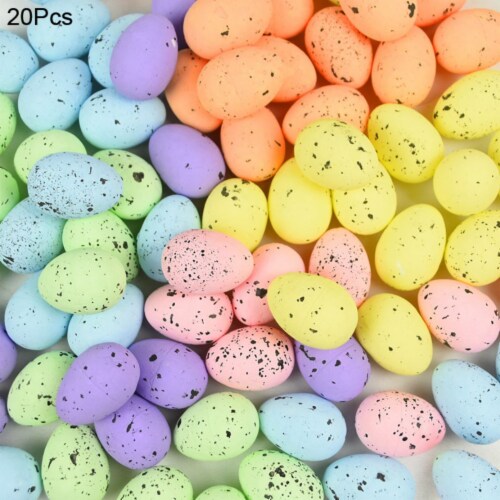 DIY Craft 20pcs Foam Easter Eggs - 3x4cm/1.2x1.6 Inch Painted Pigeon Bird Eggs - Happy Easter Perspective: back