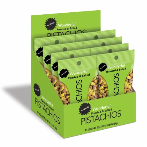 Wonderful Pistachios, Dry Roasted and Salted, 2.5 oz, 8/Box Wonderful Pistachios, Dry Roasted and Salted, 2.5 oz, 8/Box