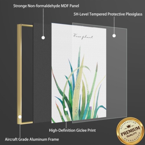 Framed Canvas Wall Paintings-Green Leaves Botanical Paintings-Aesthetic Prints for Décor Perspective: back