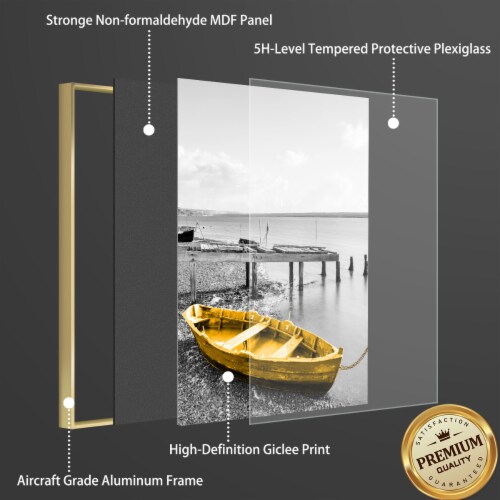 Framed Canvas Wall Paintings-Nordic Golden Boat Stone-Aesthetic Prints for Interior Décor Perspective: back