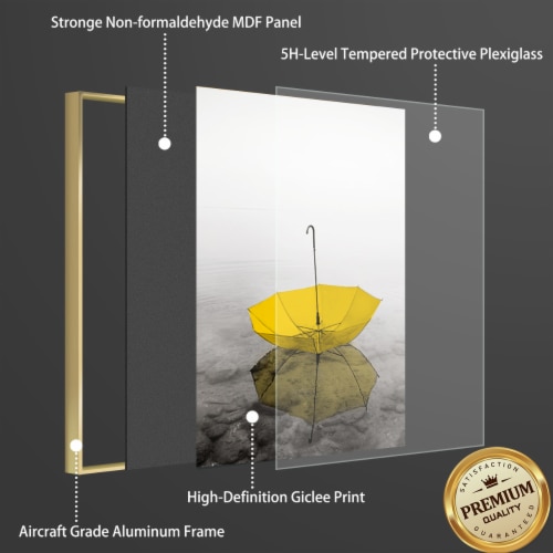 Framed Canvas Wall Paintings-Retro Yellow Mural Modern Home Interior-Prints for Décor Perspective: back