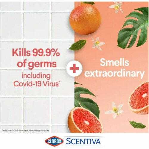 Scentiva Wipes; Bleach Free Cleaning Wipes; Tahitian Grapefruit Splash; 75 Count Perspective: back