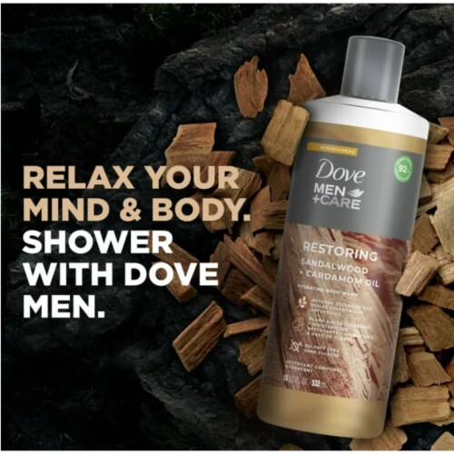 Men+Care Restoring Sandalwood + Cardamom Oil Liquid Body Wash; 18 oz Perspective: back