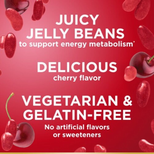 Vitamin B12 for Energy Metabolism Jelly Beans; Cherry; 80 Count Perspective: back
