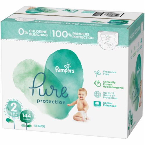 Pampers Pure Protection Baby Diapers Size 2 (12-18 lbs), 74 count