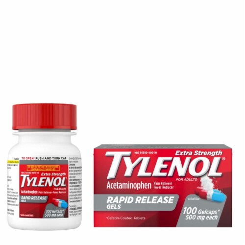 Extra Strength Acetaminophen Rapid Release Gels Perspective: back