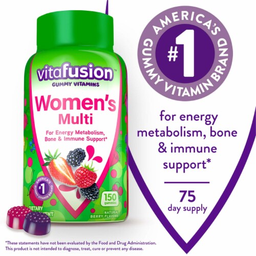 Women's Multivitamin Gummies; Daily Vitamins for Women; Berry Flavored; 150 Count Perspective: back