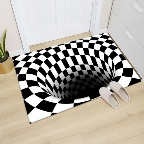 3D Clown Trap Visual Carpet, Living Room Bedroom Floor Mat, Halloween Horror Carpet Perspective: back