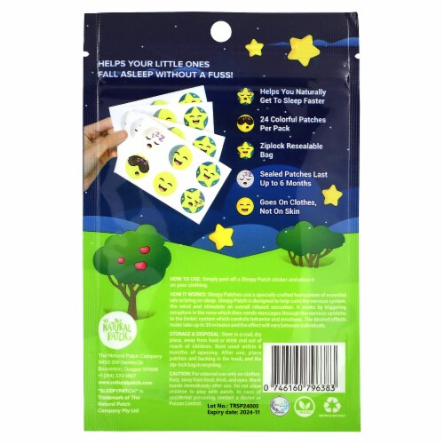 Sleepy Patch Sleep Promoting Stickers for Kids; Sleep Patch (24 Pack) Perspective: back