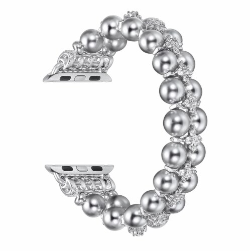 Aurora Silver Faux Pearl Band for Apple Watch Series 1,2,3,4,5,6 & SE - Size 42mm/44mm Perspective: back