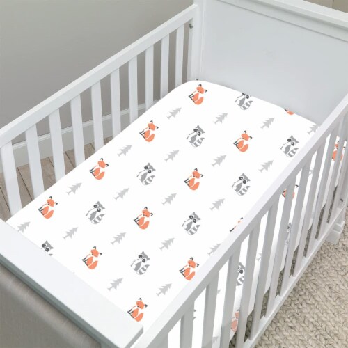 Baby Crib Sheets 3-Pack | Soft & Stretchy Jersey Cotton Fitted Crib Sheet | Woodland Animals Perspective: back