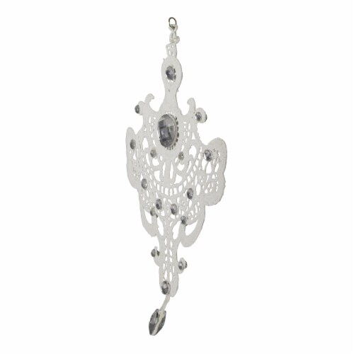 Melrose 9.5 White Elegant Jeweled Lace Doily Style Christmas Ornament Perspective: back