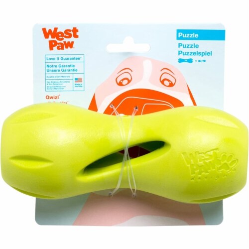 West Paw 8000386 Zogoflex Green Qwizl Synthetic Rubber Dog Treat Toy