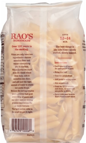 Rao's Homemade Penne Rigate Pasta Perspective: back