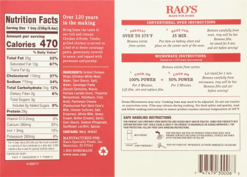 Rao's® Frozen Chicken Alfredo Meal Perspective: back