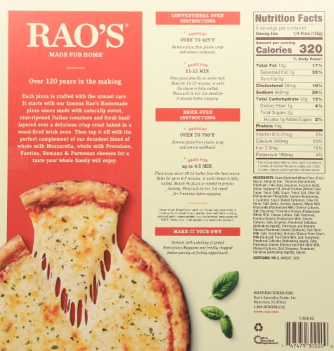 Rao's® Brick Oven Crust Five Cheese Pizza Perspective: back