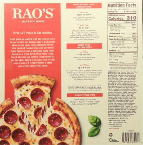 Rao's® Frozen Uncured Pepperoni Brick Oven Pizza Perspective: back