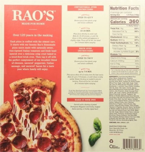 Rao's® Brick Oven Crust Meat Lovers Pizza Perspective: back