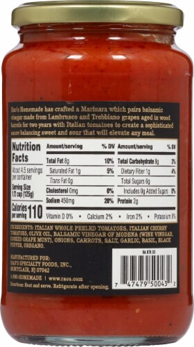 Rao's Homemade Balsamic Marinara Sauce Perspective: back