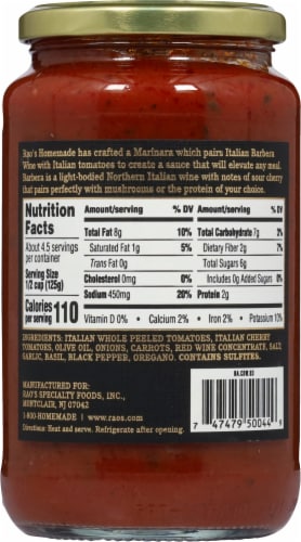 Rao's Homemade Red Wine Marinara Sauce Perspective: back