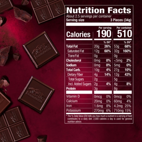 Ghirardelli® Intense Dark 92% Cacao Chocolate Bar Perspective: back
