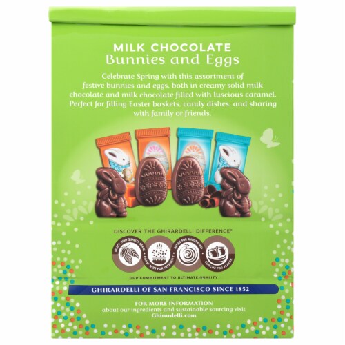 Ghirardelli Premium Chocolate Bunnies and Eggs Perspective: back