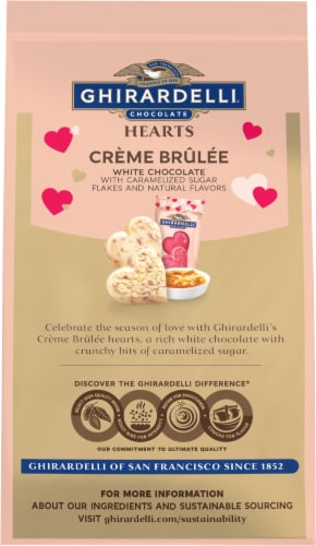 Ghirardelli® White Chocolate Creme Brulee Duet Hearts Valentine Candy Bag Perspective: back