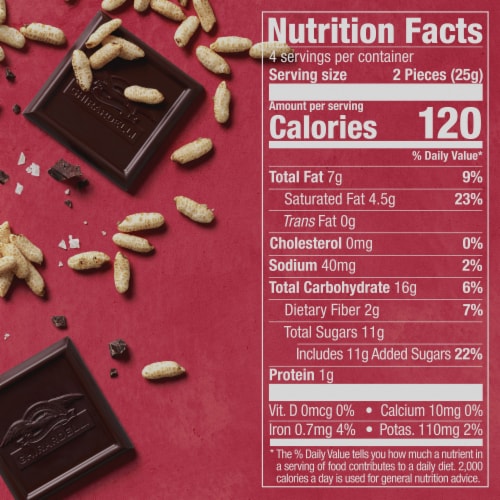 Ghirardelli® Intense Dark Crispy Rice & Sea Salt Dark Chocolate Bar Perspective: back