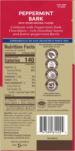 Ghirardelli® Holiday Peppermint Bark Chocolate Candy Bar Perspective: back