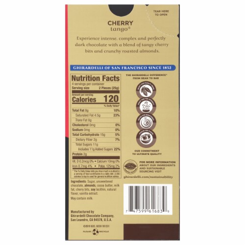 Ghirardelli® Intense Dark Cherry Tango® Chocolate Bar Perspective: back