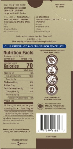 Ghirardelli® Premium 60% Cacao Bittersweet Chocolate Baking Bar Perspective: back