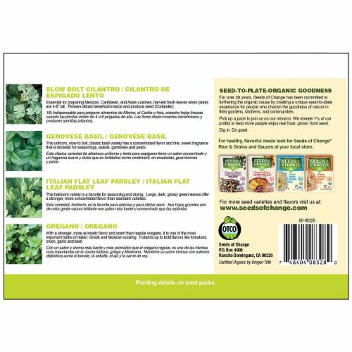 Seeds of Change® Organic Garden Collection Culinary Herb Seed Packets Perspective: back
