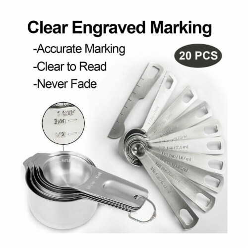 TQS Stainless Steel Measuring Cup and Spoons - Set of 20 Perspective: back