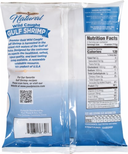 Premier Gold Natural Wild Caught Peeled & Deveined Gulf Shrimp Perspective: back