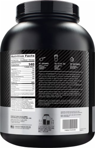 Optimum Nutrition® Platinum Hydrowhey® Turbo Chocolate Protein Powder Drink Mix Perspective: back