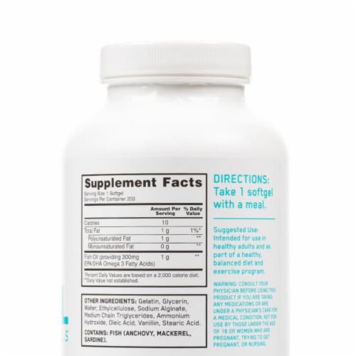 Optimum Nutrition® Enteric-Coated Fish Oil Softgels 300mg Perspective: back