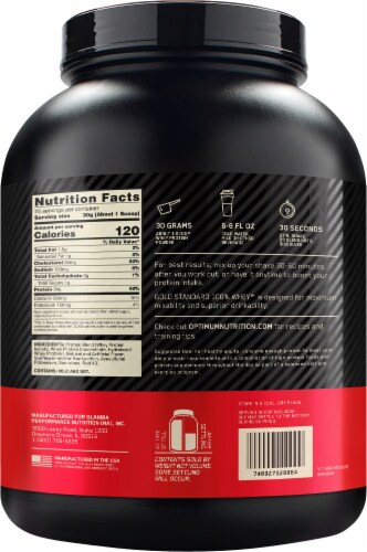Optimum Nutrition® Gold Standard 100% Whey Strawberry Banana Protein Powder Perspective: back