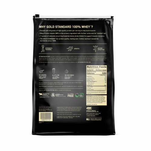 Optimum Nutrition Gold Standard 100% Whey Protein Powder Extreme Milk Chocolate 10 lb Perspective: back