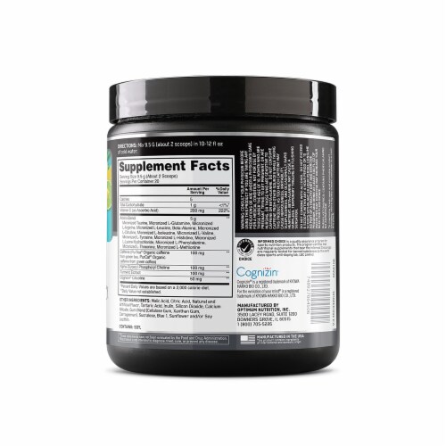 Optimum Nutrition AmiN.O. Energy Advanced+ Beach Blast Dietary Supplement Perspective: back