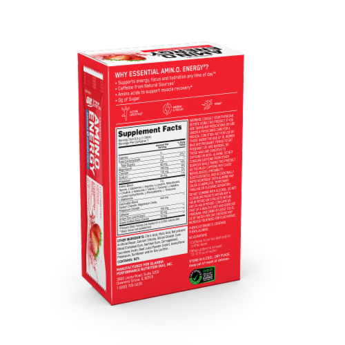 Amino Energy Strawberry Busrt Stick Packs Perspective: back