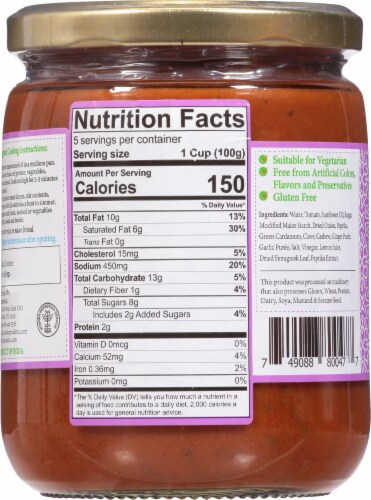 India’s Nature Mild Vegan Makhani Simmer Sauce Perspective: back