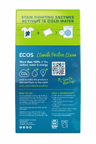 ECOS® Hypoallergenic Plant Powered Laundry Detergent Packs Perspective: back