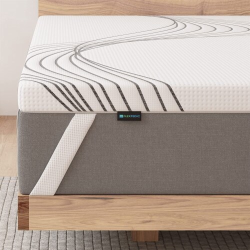 FlexPedic 2 Inch Coconut Shell Carbon Memory Foam Mattress Topper, Full Size Perspective: back