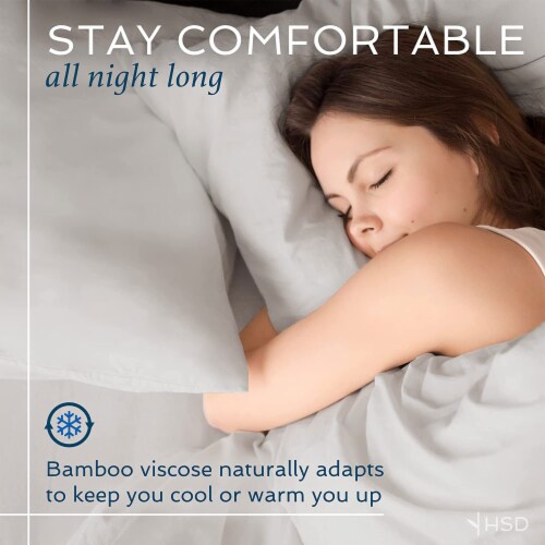 Hotel Sheets Direct Bamboo 4 Piece Sheet Set with Pillowcases, Queen, Cream Perspective: back
