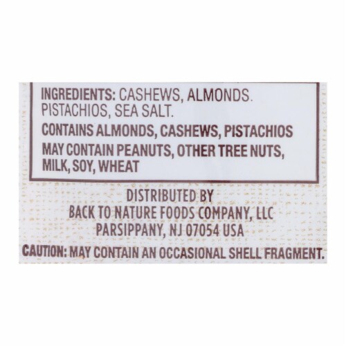 Back To Nature Cashew Almond Pistachio Mix - Case of 9 - 9 oz. Perspective: back